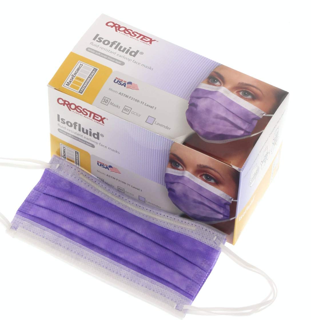 CRX Isofluid Earloop Masks Lavender Bx/50
