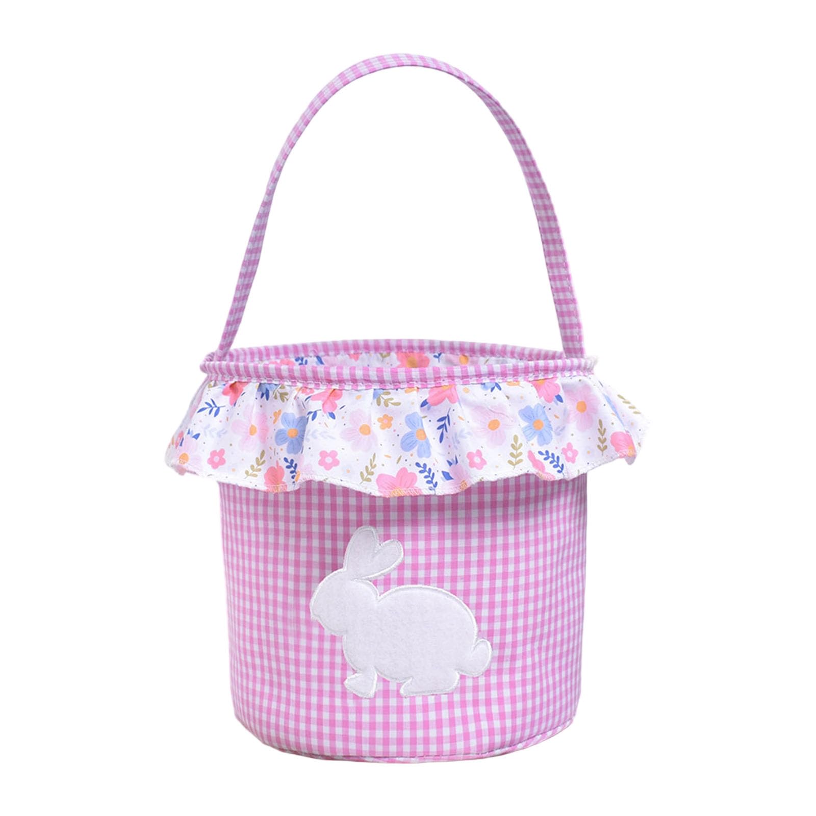 Fabric Easters Bucket Rabbits Print Decorative Bin Eggs Hunt Organizers Basket for Treats Storage Holiday Gifts Easters Table Centerpiece Basket