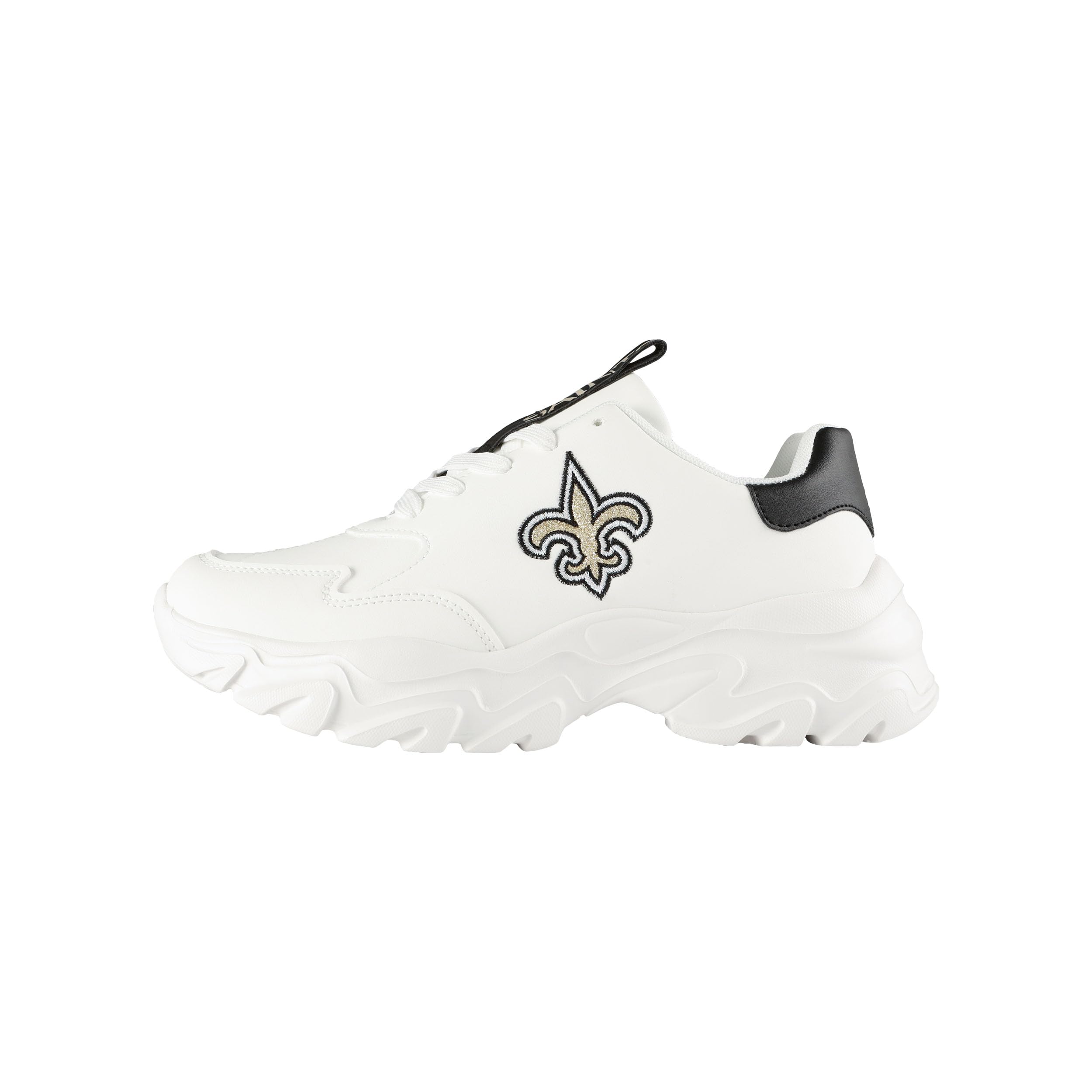 FOCO Womens NFL Team Glitter Big Logo Vintage White Chunky Sneakers