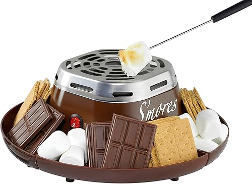 Miniatura 1 de Nostalgia S'Mores - Máquina eléctrica de acero inoxidable para interiores con bandejas de 4 compartimentos para galletas Graham, chocolate,