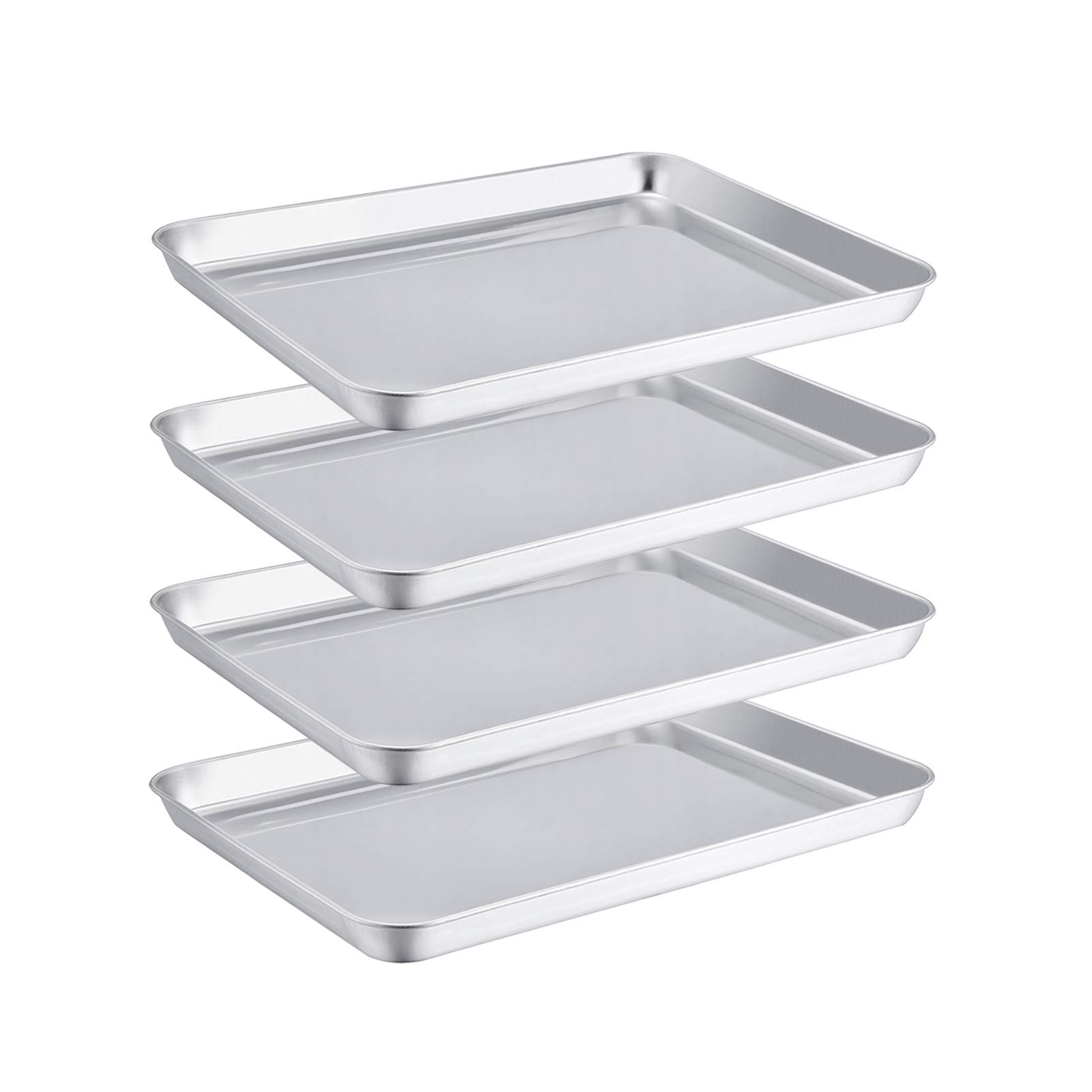 TeamFar 4 PCS Toaster Oven Pan, Stainless Steel Compact Toaster Oven Tray