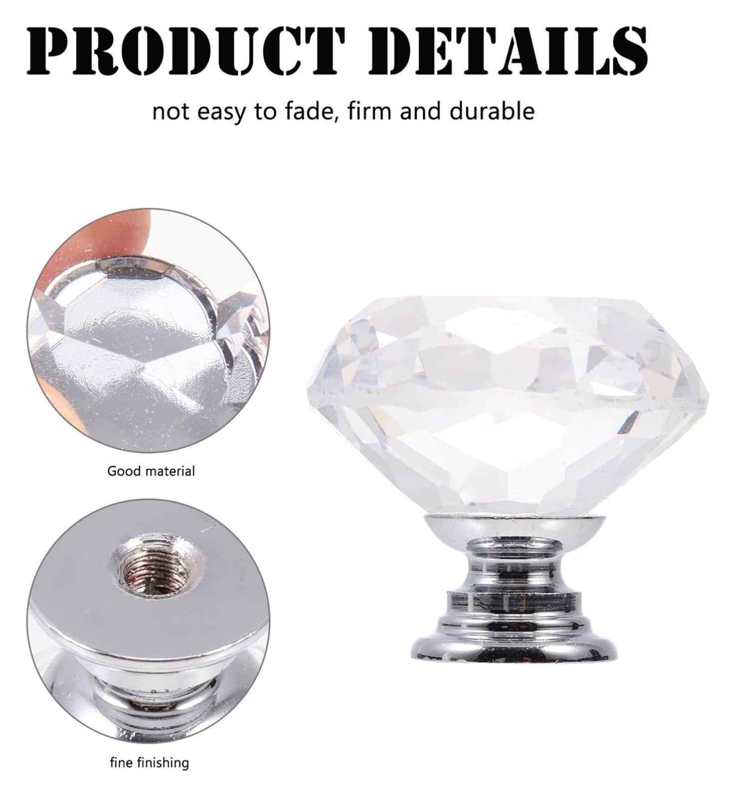 Schrankknöpfe aus Kristallglas, Diamant-Griffe aus Glas, Küchenschubladenschränke, Schubladenknöpfe aus Kristallglas, Schrankgriffe, 5 Stück, Diamant-förmige Griffe for Schubladen in der Küche