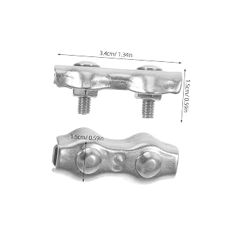 12pcs Stainless Steel Wire Rope Clamps Double Plate Braid Connectors Cable Splicer for Indoor Outdoor Electric Fence and Decorative Wire Rope Installations