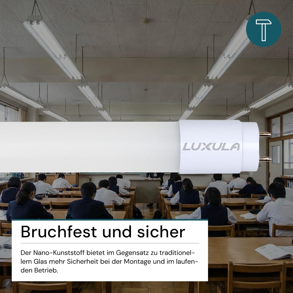 LUXULA 10er Pack LED Röhre 120cm - Kunststoff T8 G13-18W 2880lm - 4000K Neutralweiß - inkl. Starter-Brücke - Röhrenlampe Leuchstoffröhre Neonröhre
