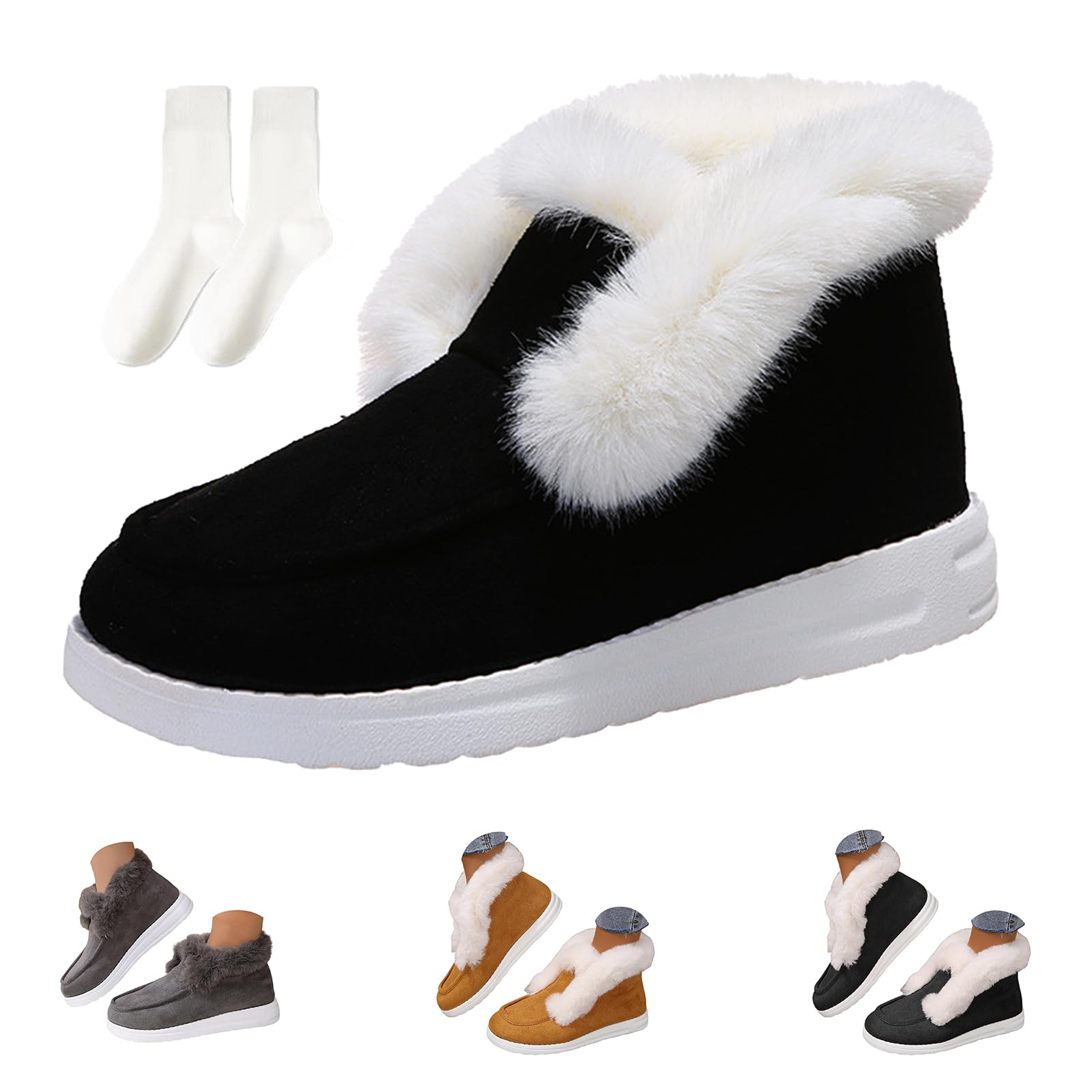 Senior Comfy Winter Ankle Boots Women Ladies Warm and Comfortable Casual Snow Boots Fur Lined Warm Slip on