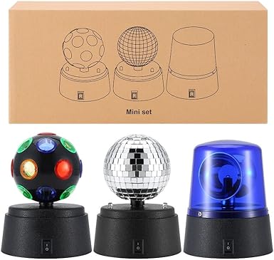 Party Lovers' Essential! 4.5” 3-in-1 Disco Ball with Strobe & Police Lights – Battery-Powered, 360° Rotating Light for Birthdays, Anniversaries, Dance Nights & School Events.