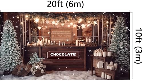 Miniatura 7 de Kate Telón de fondo de tienda de chocolate de Navidad de 6.5x6.5 pies6.6x6.6 ft, velas de árbol de Navidad, fondo de tela impresa digital,