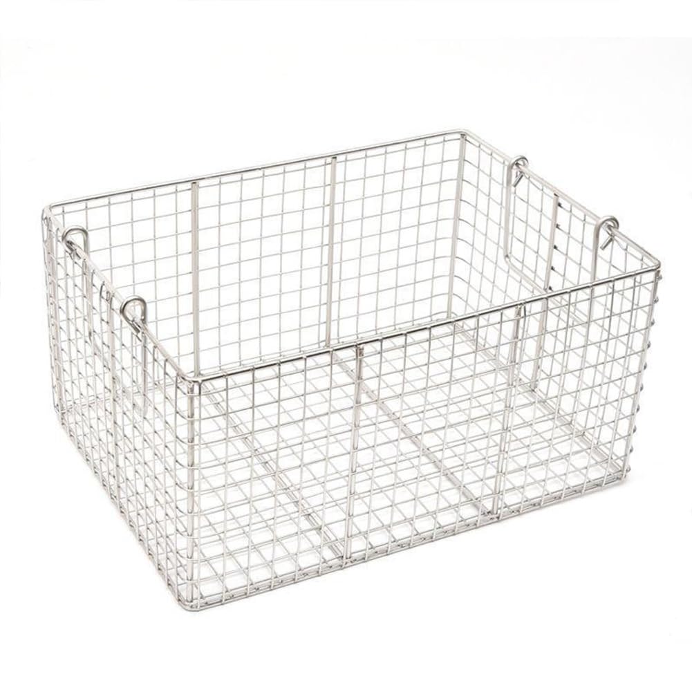 Vassoio per strumenti medici in acciaio inossidabile, cestino rettangolare per la pulizia, cestino per sterilizzazione in rete 304 per riporre oggetti (40 cm x 40 cm x 20 cm)