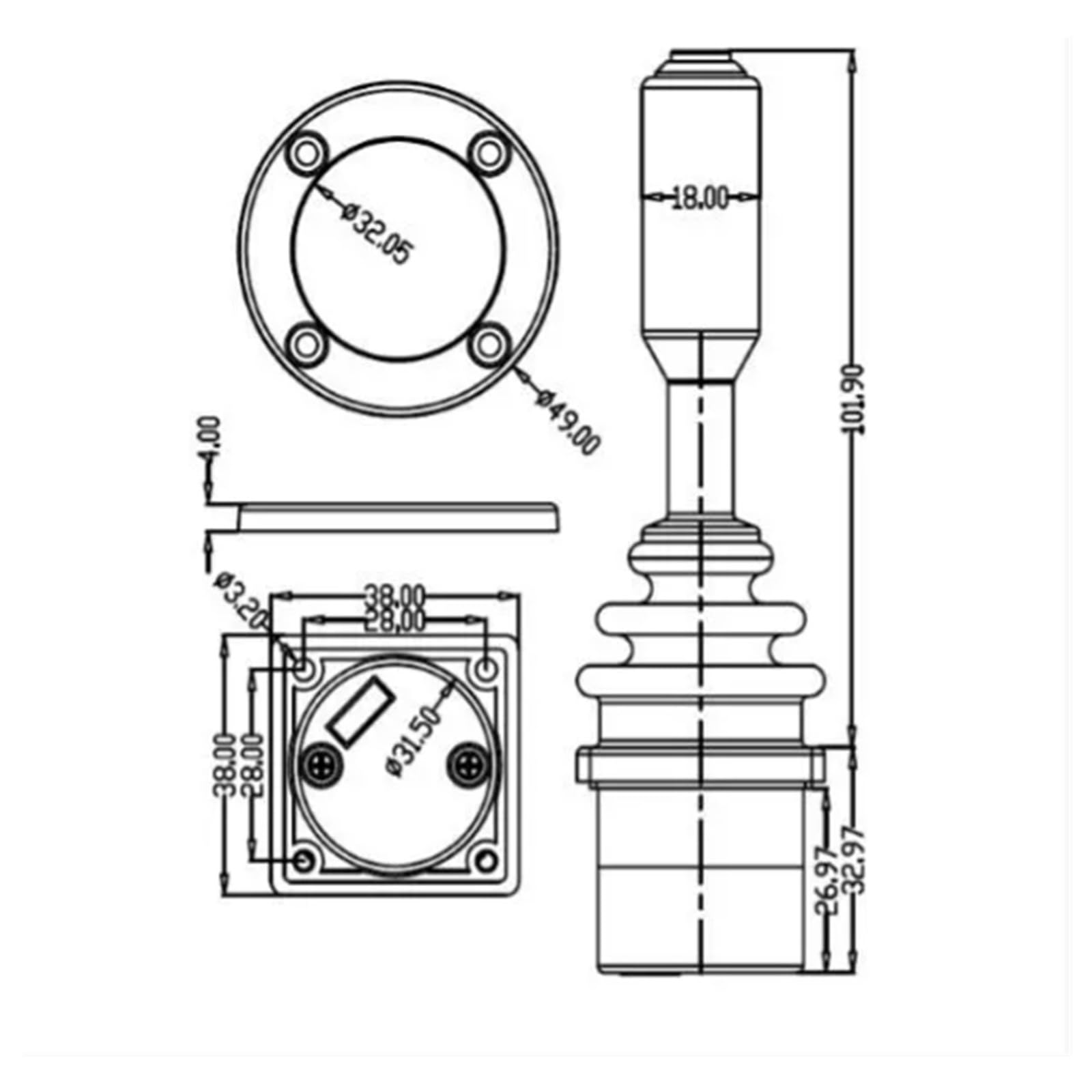Manette Joystick, 3 Industriels, Levier De Commande À Deux Axes (XY) Avec Poignée Bascule Hall,pour le générateur d'images(BLUE_OUTPUT 485 MODBUS)
