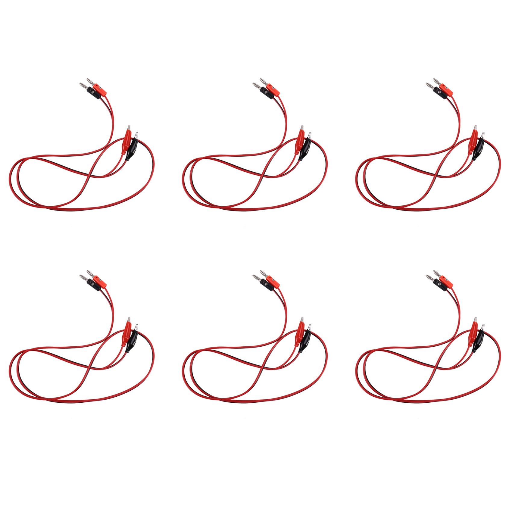 CTRLZS 12 Pcs Red Black Banana Plugs to Alligator Clips Probe Test Cable 1M