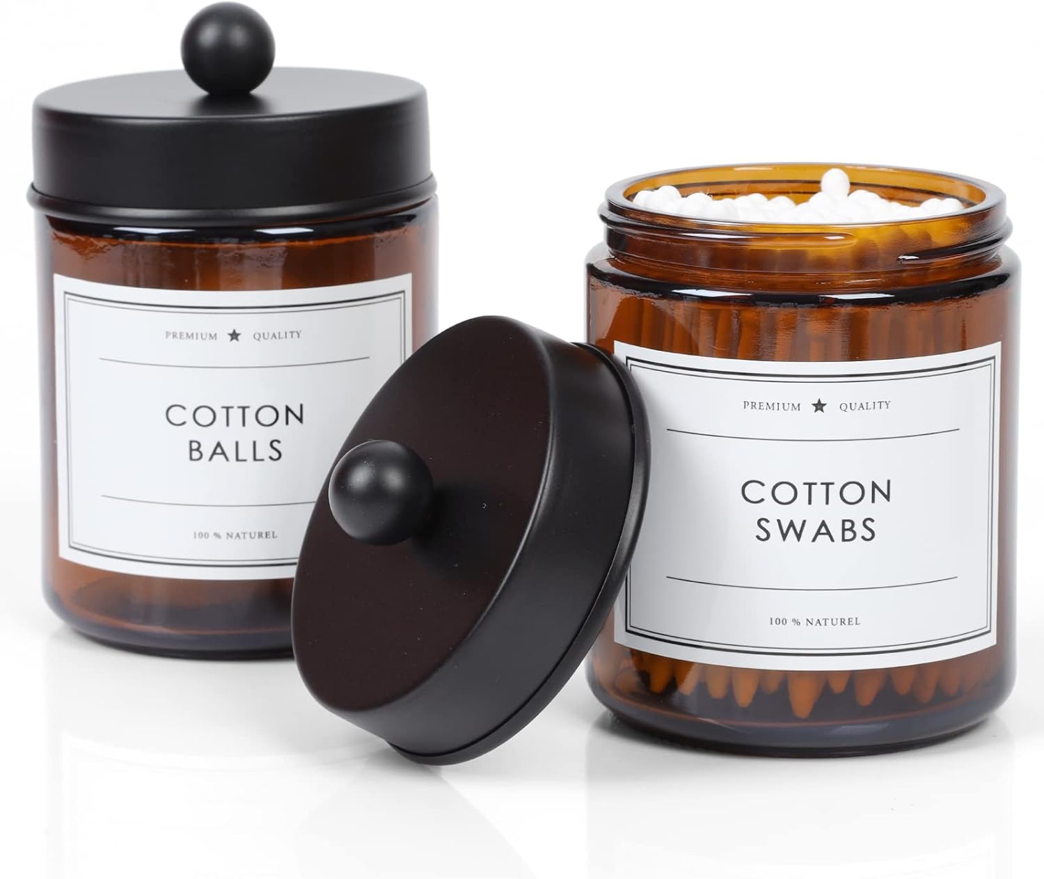 KUSVADO 2Pack Bathroom Apothecary Storage Jars, Vanity