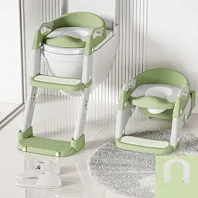 ninho desgin Assento Redutor Infantil para Vaso Sanitário com Escada Assento Redutor Para Vaso Sanitário Pinico Infantil, Mictório, Penico, Almofadado, Desfralde, Antiderrapante Verde e Branco