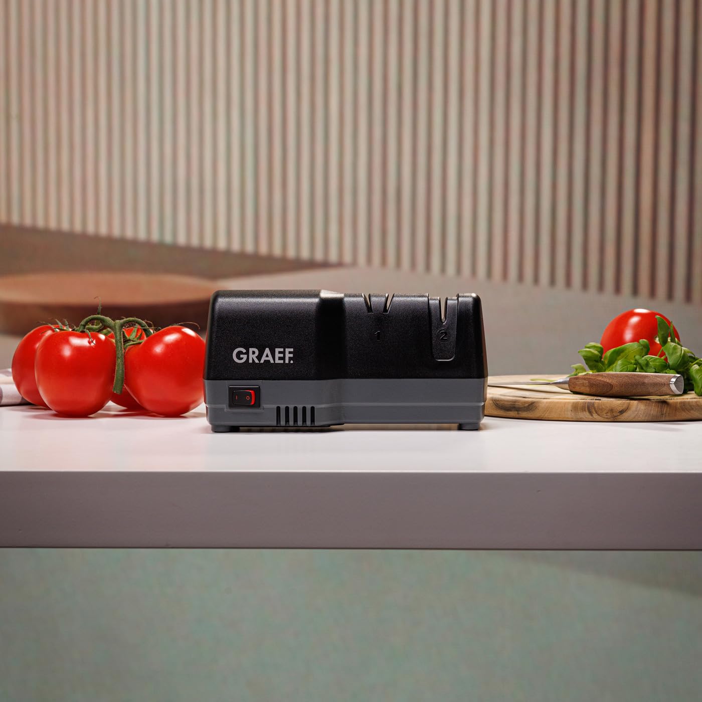 GRAEF Aiguiseur CC82 noir, angle 20°, technologie CrissCross & Dizor, pour couteaux cuisine, chasse, extérieur, usage sûr et simple
