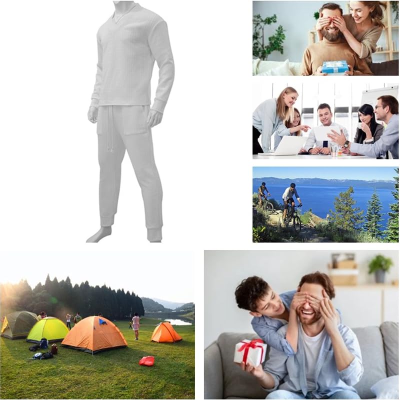 Athleisure Cable Jacquard Set Men, Men's Tracksuits V-Neck Long Sleeve Tops and Drawstring Jogging Suits 2 Piece Set2