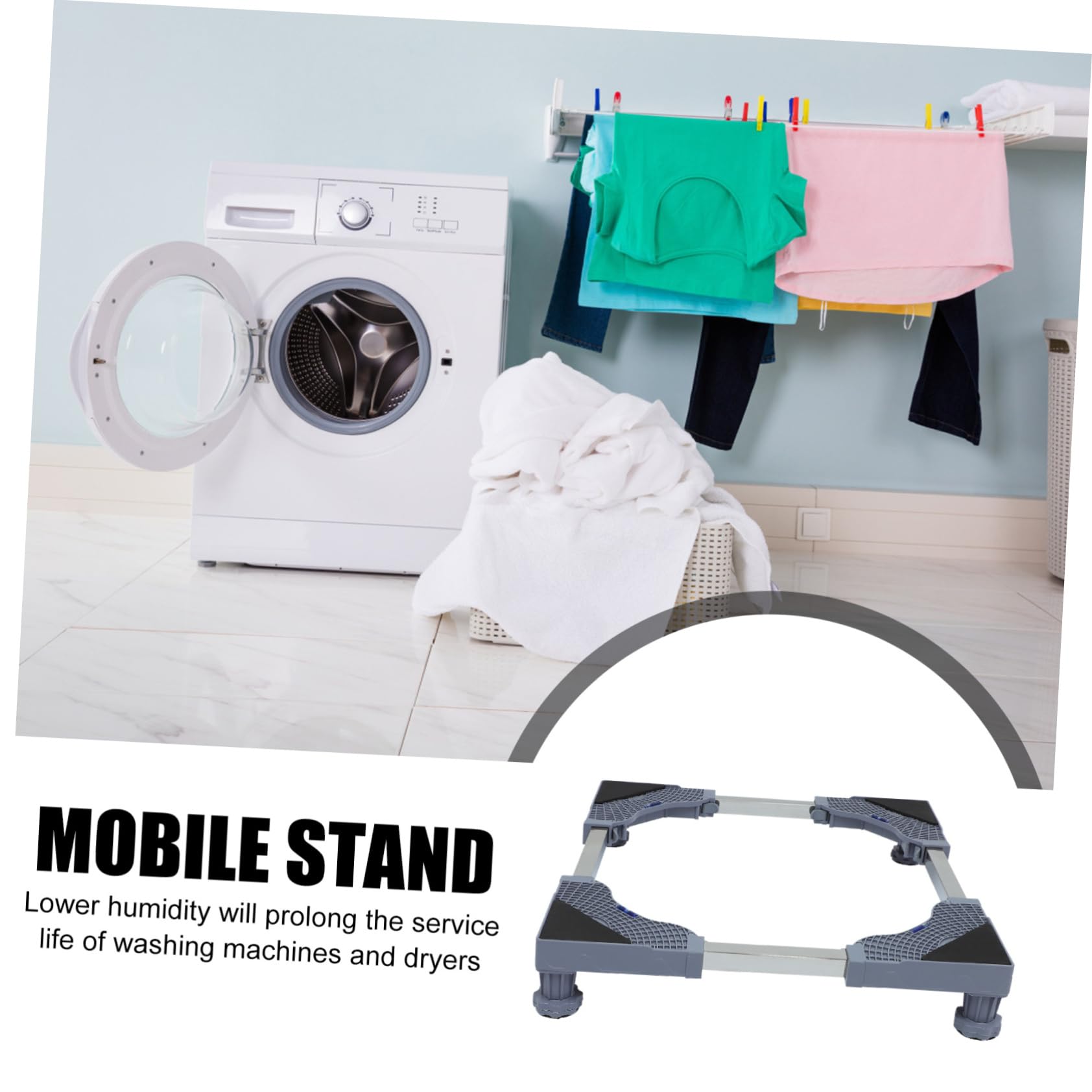 Gatuida Base Móvil para Lavadora y Refrigerador Ruedas Giratorias Bloqueo, Soporte Ajustable Patas Resistentes Gris, 25 Tubos, Adecuado para Secadoras y Electrodomésticos Grandes
