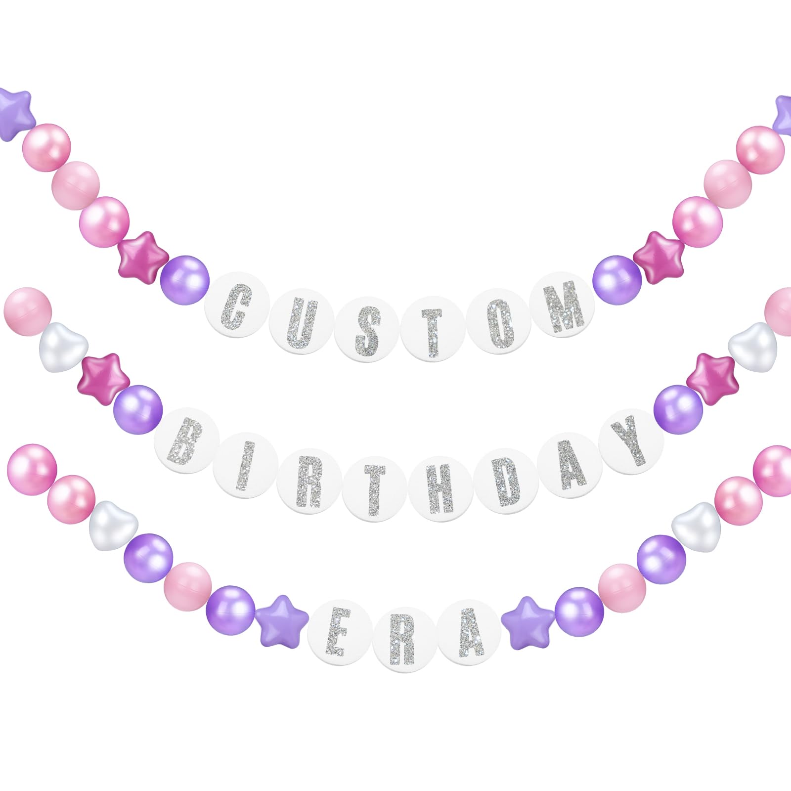 103 Pcs DIY Jumbo Friendship Bracelet Birthday Banner Kit Famous Singer Customizable Party Giant Garland Decor for Birthday Valentine's Day Wedding DIY Supplies(Pearlescent Color)
