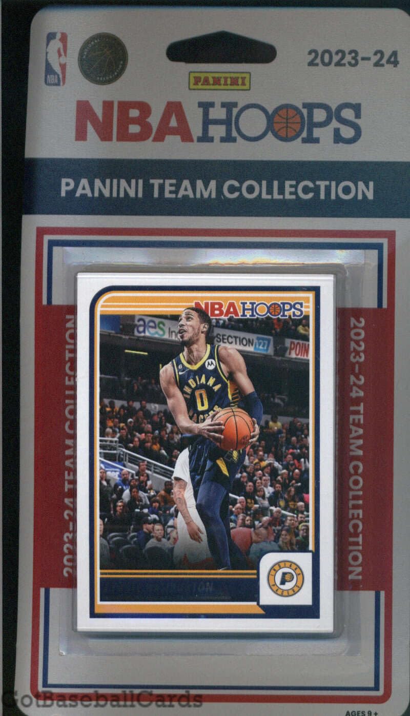2023-24 Hoops Factory Sealed Indiana Pacers Team Set of 9 Cards: Tyrese Haliburton(#30), Bennedict Mathurin(#31), Myles Turner(#56), Buddy Hield(#107), Andrew Nembhard(#181), Obi Toppin(#186), Bruce Brown(#204), Jarace Walker(#251), Ben Sheppard(#261) - Sportscard Superstore