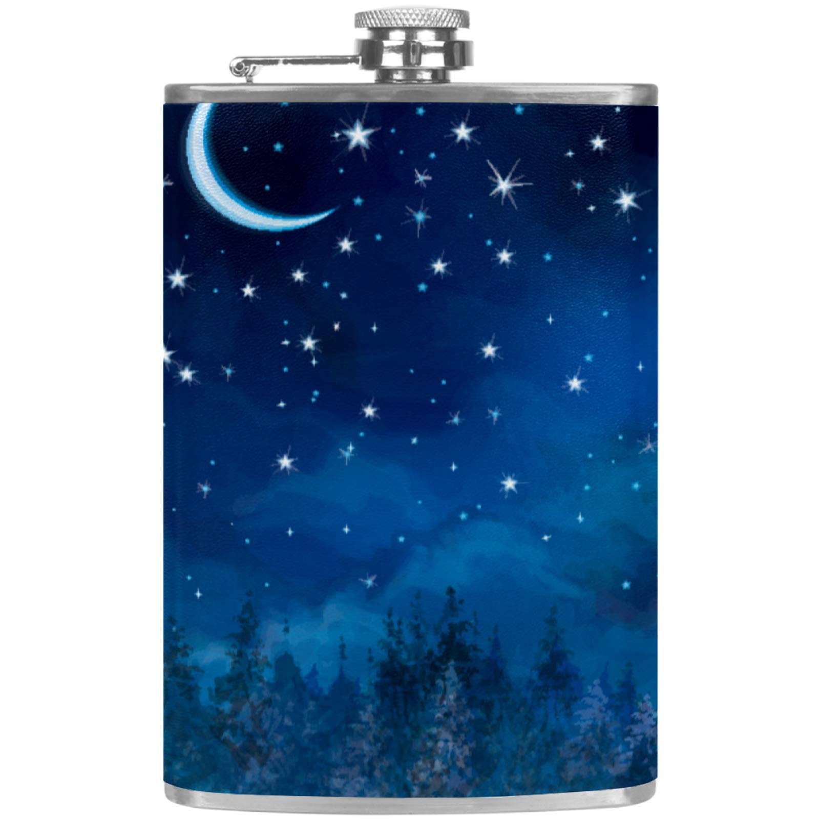 Flasque à whisky pour camping et barbecue, fiole en cuir ciel étoilé avec entonnoir