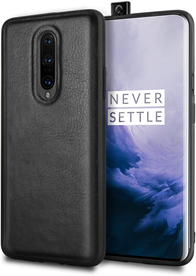 OnePlus 7 Pro Case One Plus 7 Pro Premium Leather Case Anti-Slip Scratch Resistant TPU & PC Case Black Color
