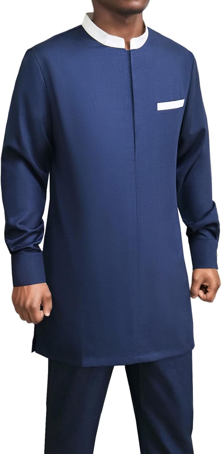 African Suit for Men 2 Piece Set Shirt Pants Dashiki Outfits Nigerian Wedding Attire - Image 5