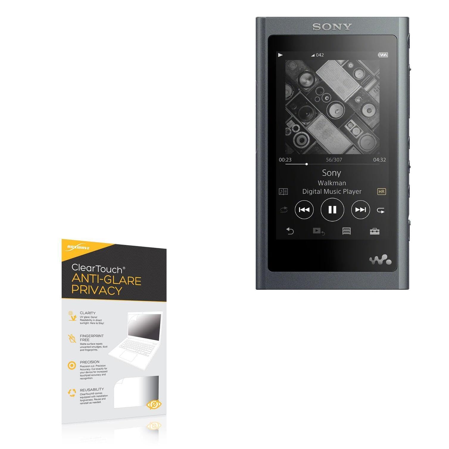 BoxWave Screen Protector Compatible With Sony NW-A55 - ClearTouch Anti-Glare Privacy (2-Pack), Privacy Screen Protector Flexible Film Anti-Glare