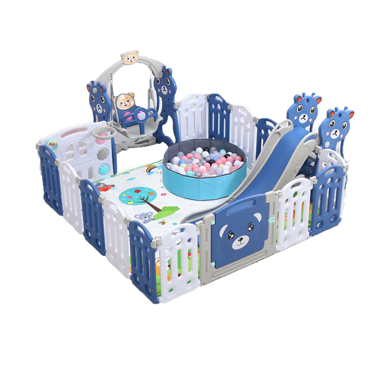 Magic ZC Box Bambini, Recinto per Bambini, Box Neonato con Materassino Grande Pieghevole Interni ed Esterni, Centro Attività Infantile Parco Giochi per Bambini con Schiuma Anticollisione (C 14+2)