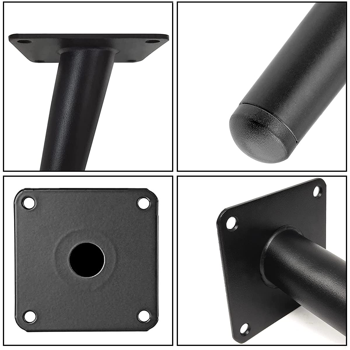 Drenky Tischbeine Metall Schwarz 4 Stück, Tischbein Konisch Schräg Rund 70cm Höhe Tischfüße Mit No-Slip Silent Base Aus Edelstahl Mit Schrauben Für Esstisch, Couchtisch Und Arbeitsplatte