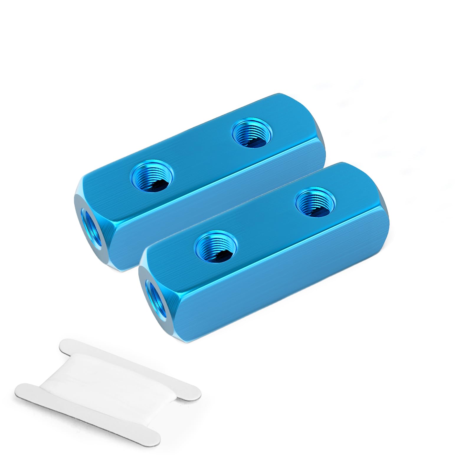GASHER 2PCS Aluminum 2 Way 5 Port Pneumatic Manifold Air Distribution Block Splitter 1/4" Output Port 1/4" Supply Port