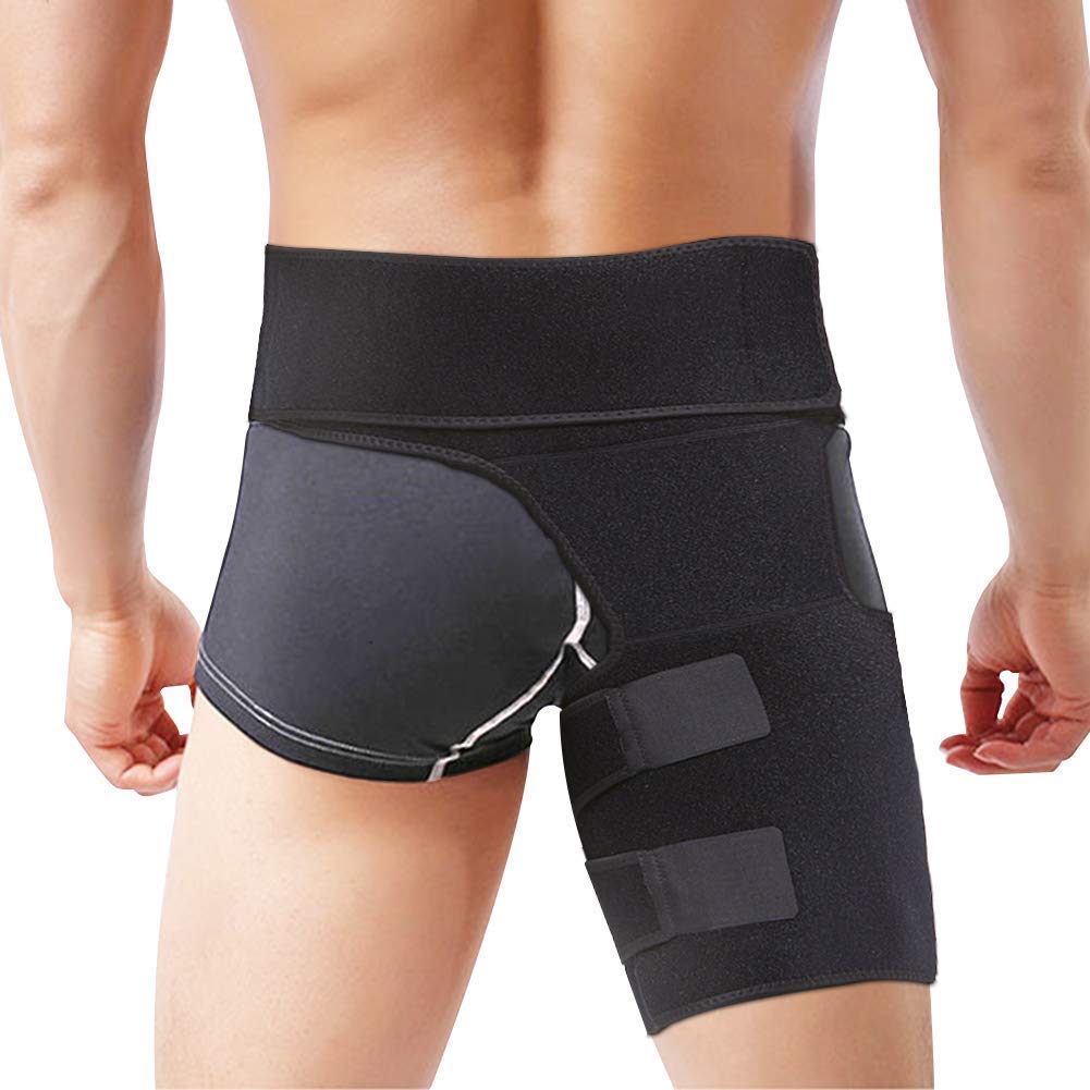 lifecolor Hip Brace, Groin Support Sciatica Relief Wrap Thigh Hamstring Compression Sleeve for Pulled Injury Strain Tendonitis Rehab and Recovery, Fits Men Women