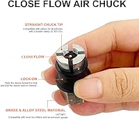 Vista 4 de JINKEY Mandril de Aire con Bloqueo para Válvula Schrader, 1/4" FNPT de Latón Resistente con Flujo Cerrado Recto Mandril de Neumático con Bloqueo