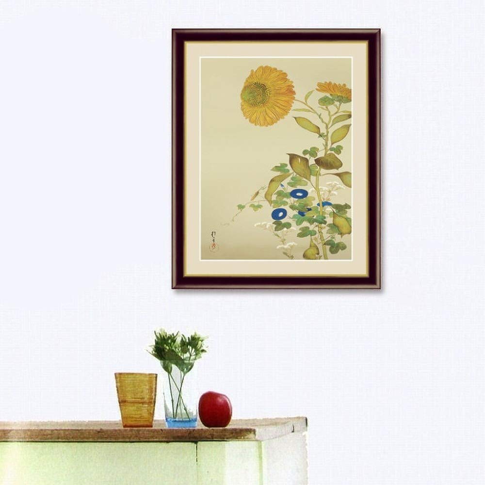 Amazon.co.jp: 酒井抱一 向日葵、朝顔、藤袴、蟷螂 F4号 高精彩工芸画