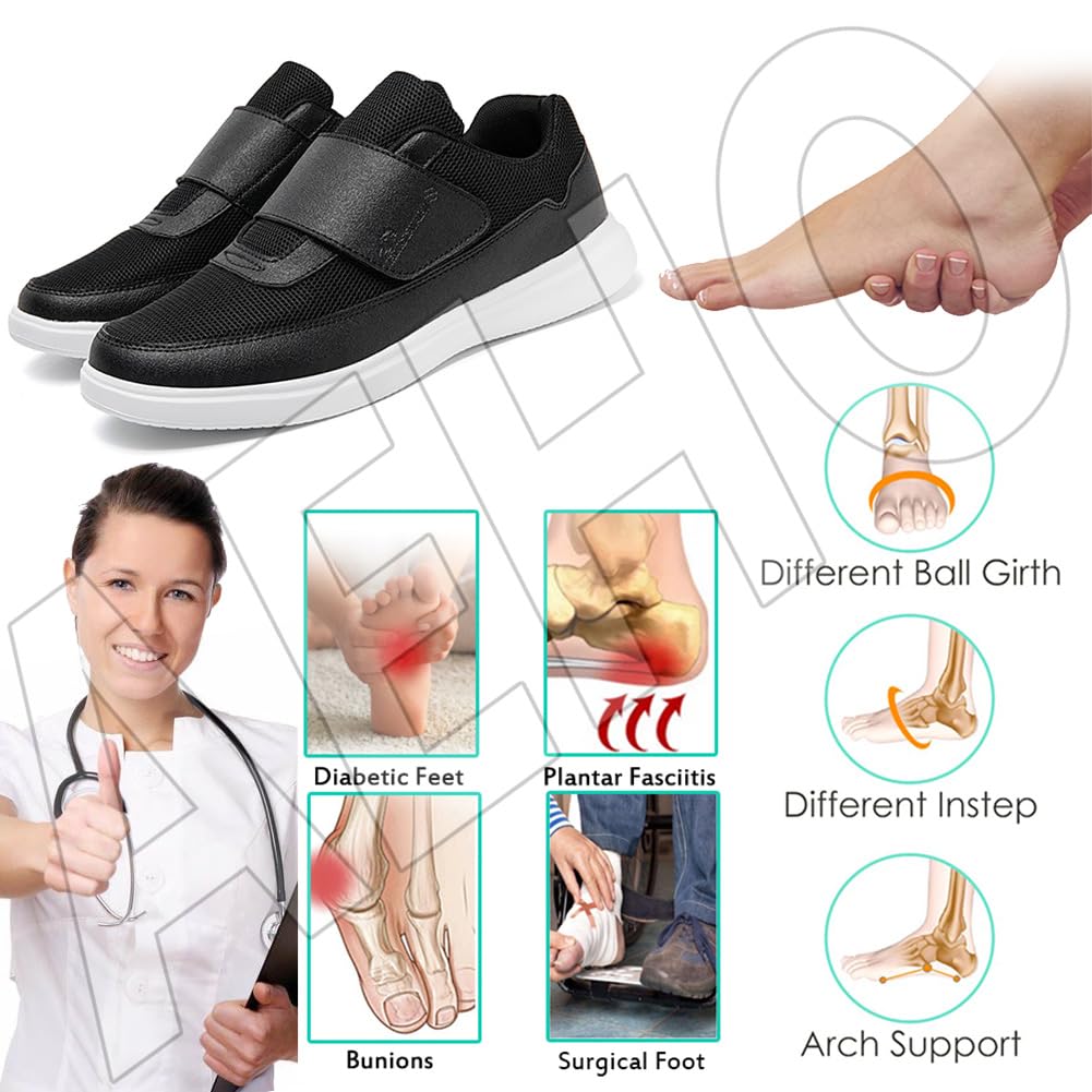 AEHO Chaussure Diabetique Homme Chaussure pour Pied Gonflé Pantoufle OrthopéDiques Homme Chaussures pour Pied Gonflé Chaussure Homme Orthopedique Pantoufle Orthopédique,Noir,49 EU