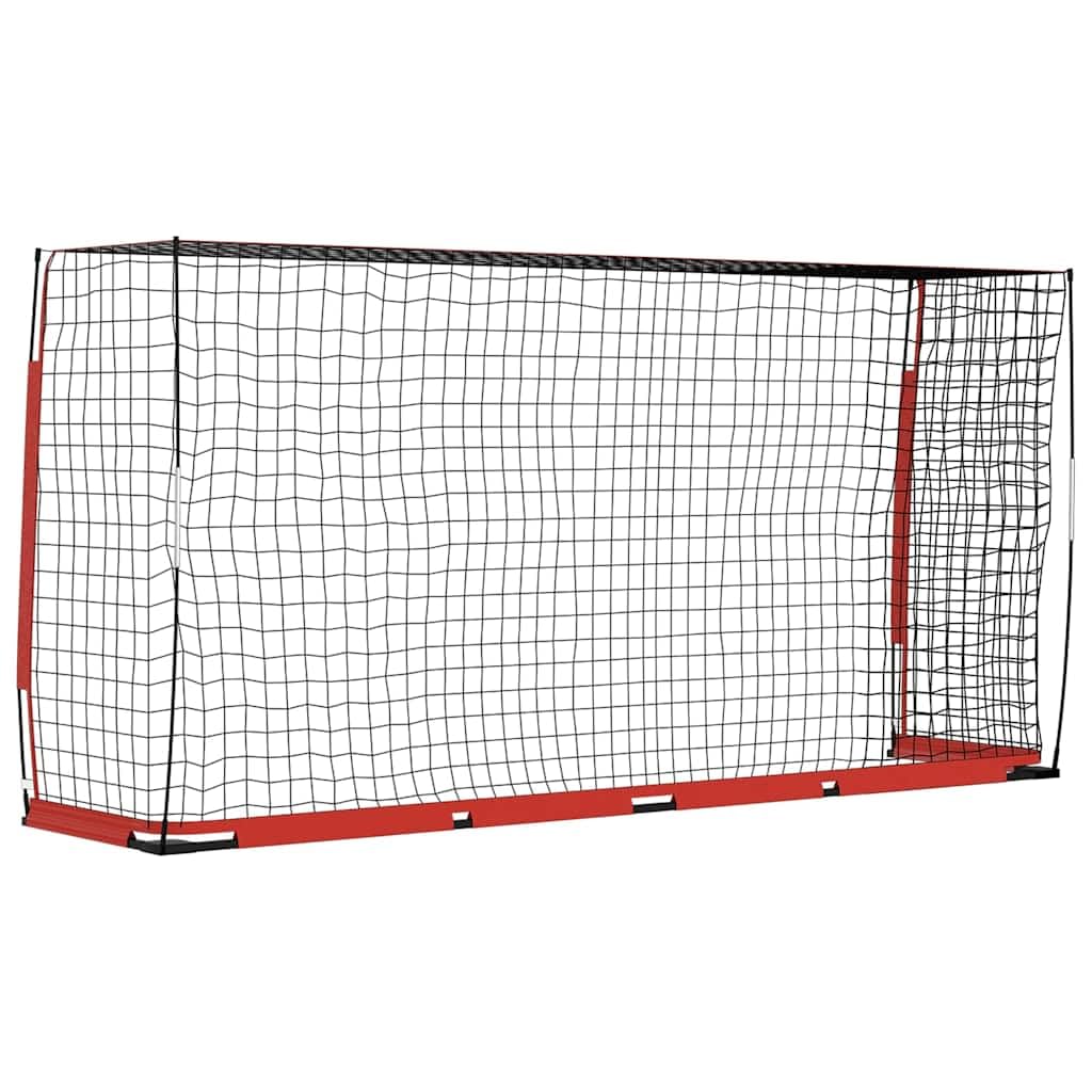 Portería de fútbol 366,5 x 91 x acero con red de poliéster, plegable y portátil, sistema de ranuras para jardín, cancha de pernos, entrenamiento, uso en interiores y exteriores