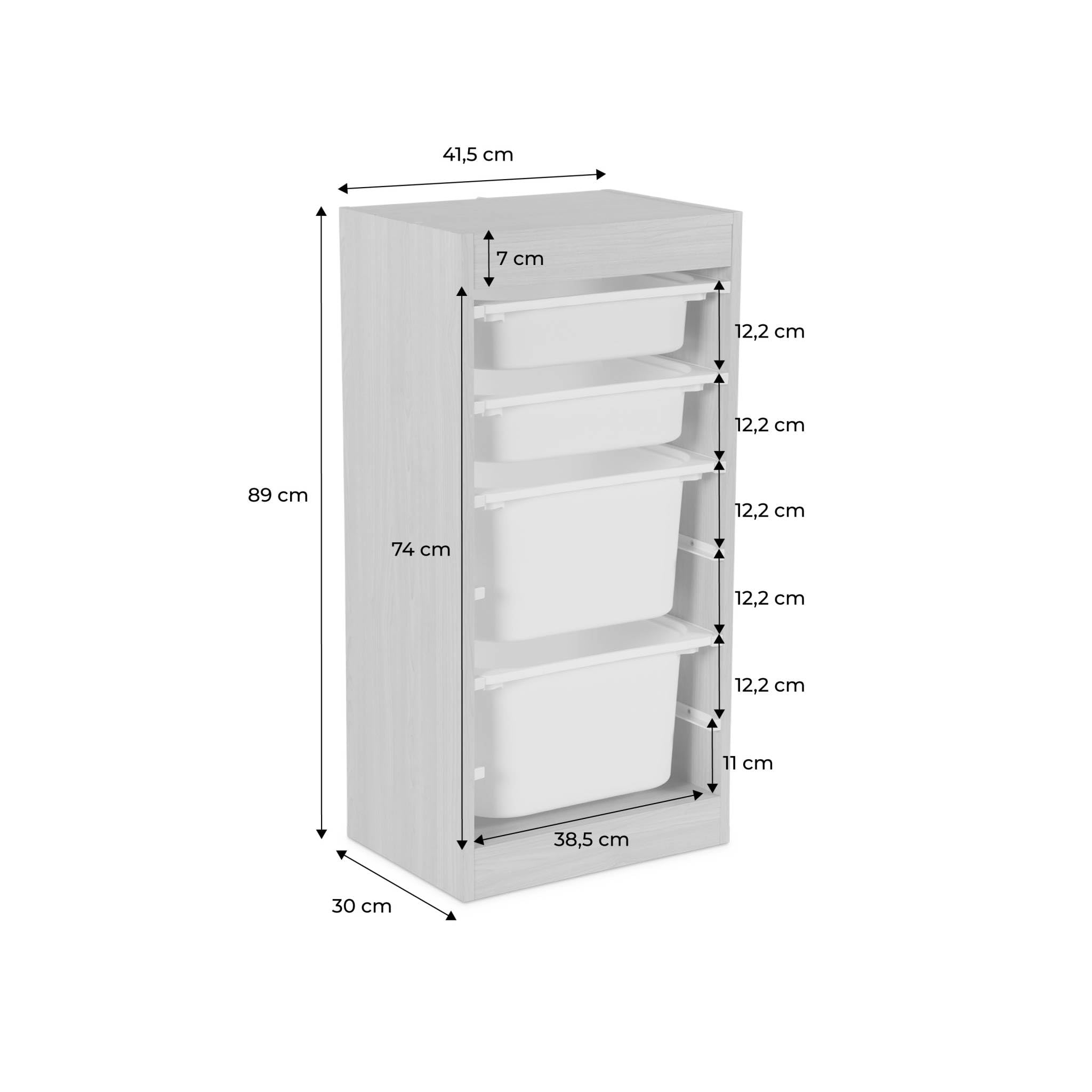 sweeek - Meuble de Rangement Blanc Enfant 4 bacs de Rangement