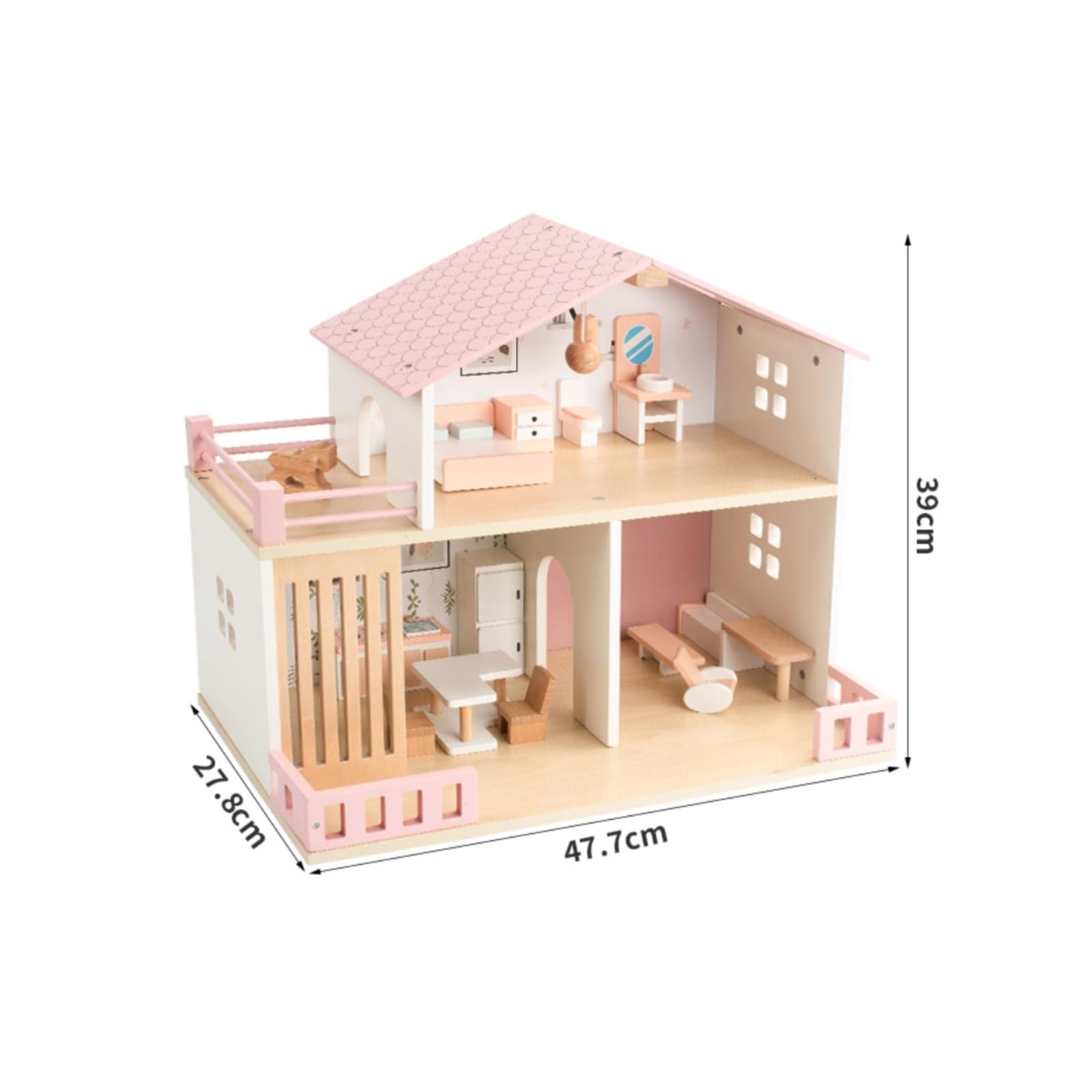 Offenes Puppenhaus Puppenresidenz Zweistöckig Fördert Fantasie Villa-Puppenhaus für Rollenspiel, Kinder