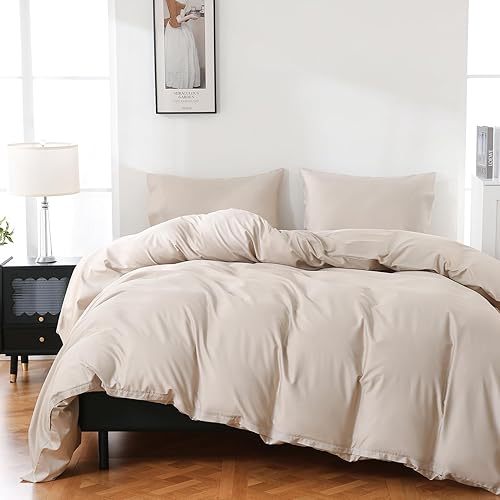 Miniatura 16 de Juego de funda de edredón 100% algodón orgánico tamaño queen de 400 hilos, funda de edredón satén, juego de cama refrescante suave y transpirable de