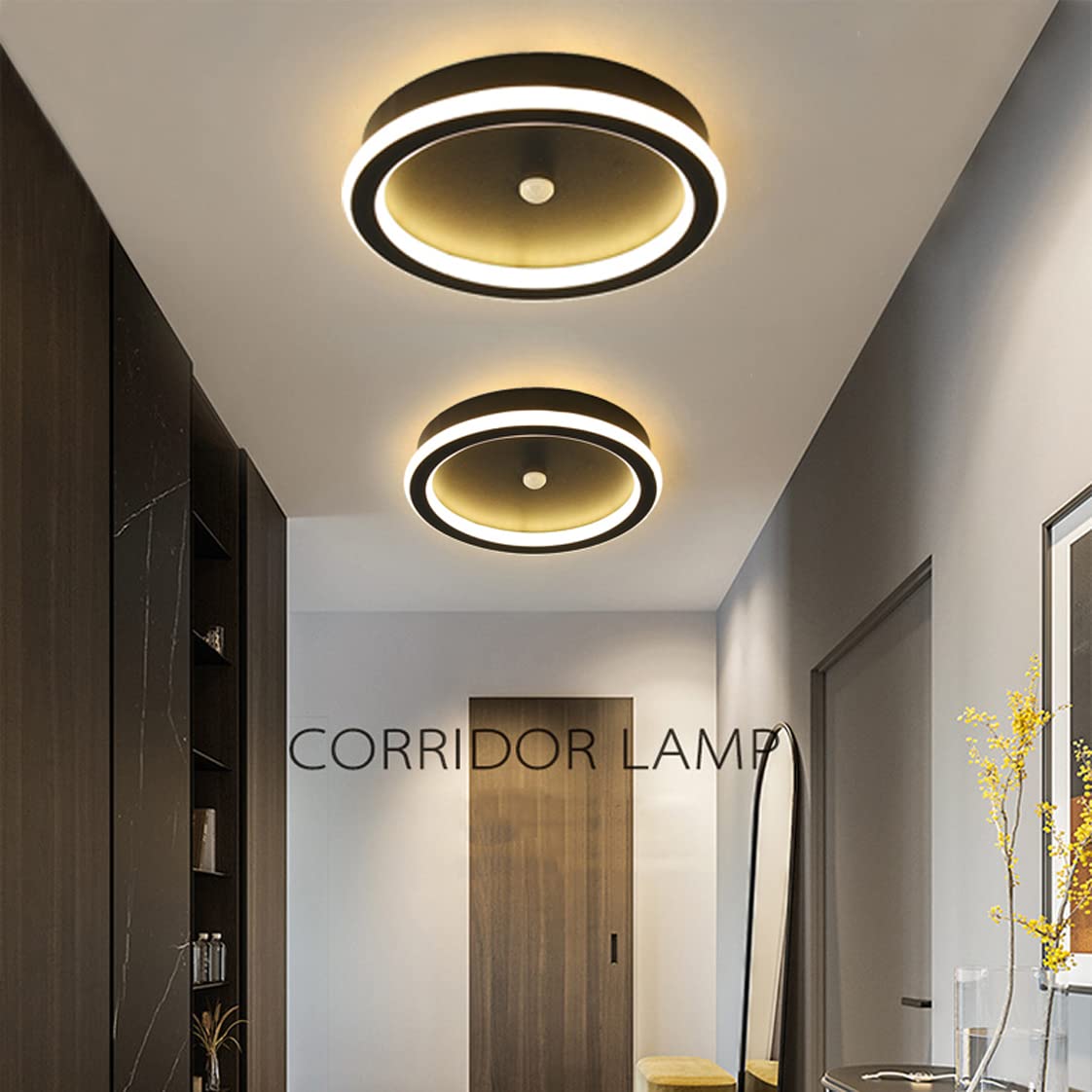 Lampa sufitowa LED z czujnikiem ruchu, nowoczesna, okrągła lampa z czujnikiem ruchu i czujnikiem światła dziennego, do salonu, sypialni, na klatkę schodową