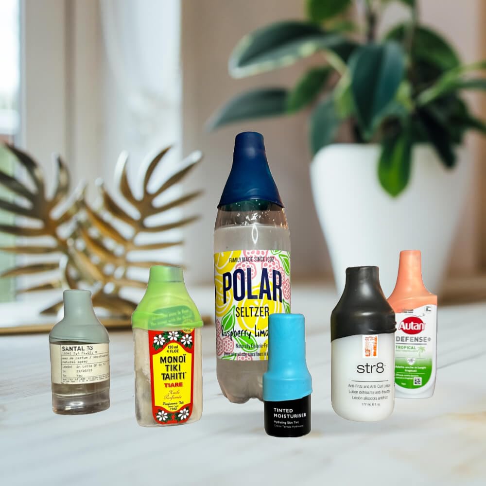 Wholly Covered Bottles - Silicone Bottle Covers 6 Pack, Travel, Golf, Beach, Leak-Proof, Food-Grade, Stretchy Fit