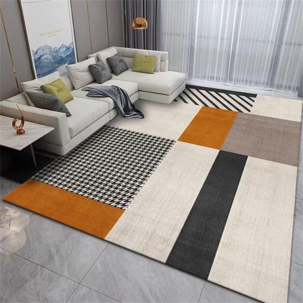 Tapis chambre fille orange 200x300cm pour coin jeu et lecture