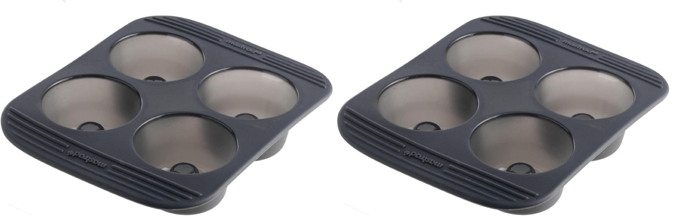 mastrad - Moule 4 Babas - 100% Silicone Premium - Anti-Adhésif - Maintien Parfait - Gris Fumé, 28.5 x 23.5 x 3.3 (Lot de 2)