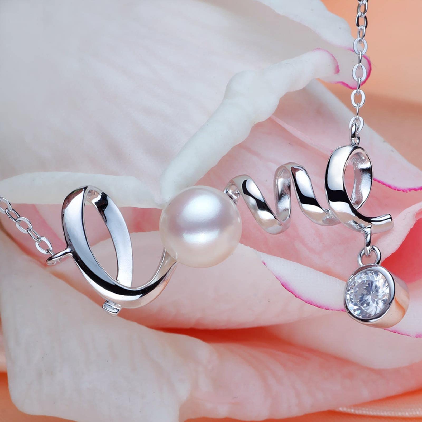 LOKILOKI Perlas Naturales Collares Y Colgantes De Perlas De Agua Dulce, Joyas De Plata De Ley 925 Joyas Nuevas para Mujeres Carta De Amor
