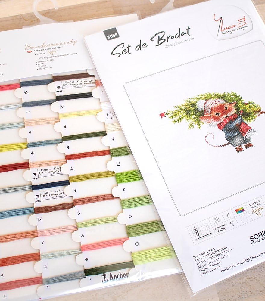 Luca-S Counted Cross Stitch kit Mouse with fir Tree 2215cm