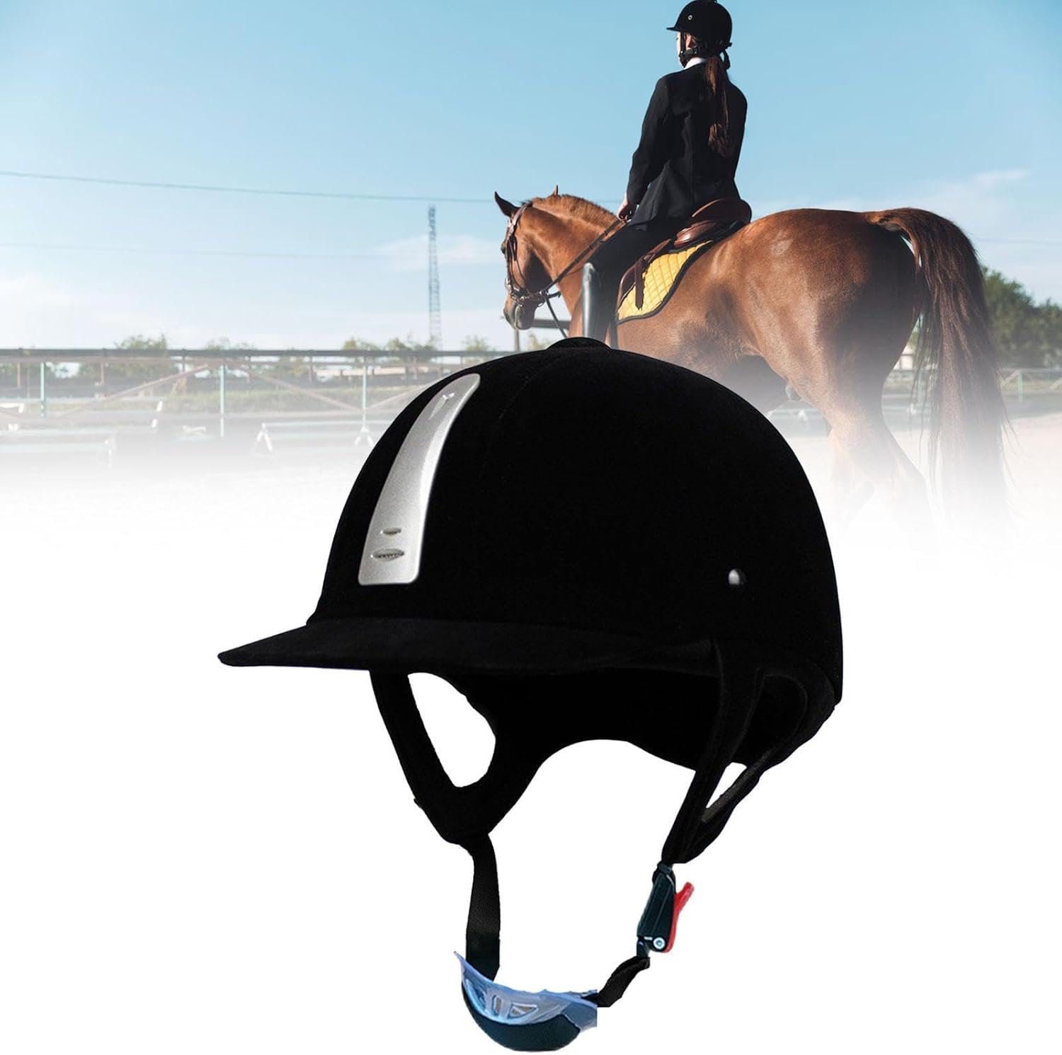Sombrero de equitación Equipamiento Deportivo Casc Casco for Montar a Caballo, Gorro Ecuestre, Circunferencia de la Cabeza 54-62 cm, Ligero, Gorra de Montar, Equipo Ecuestre Ajustable