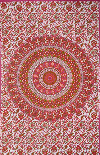 Image of RajasthaniKart Pure 100% Cotton Single Bed Sheet with 1 Pillow Cover (Bedsheet for Single Bed Cotton, Pink Ghera)