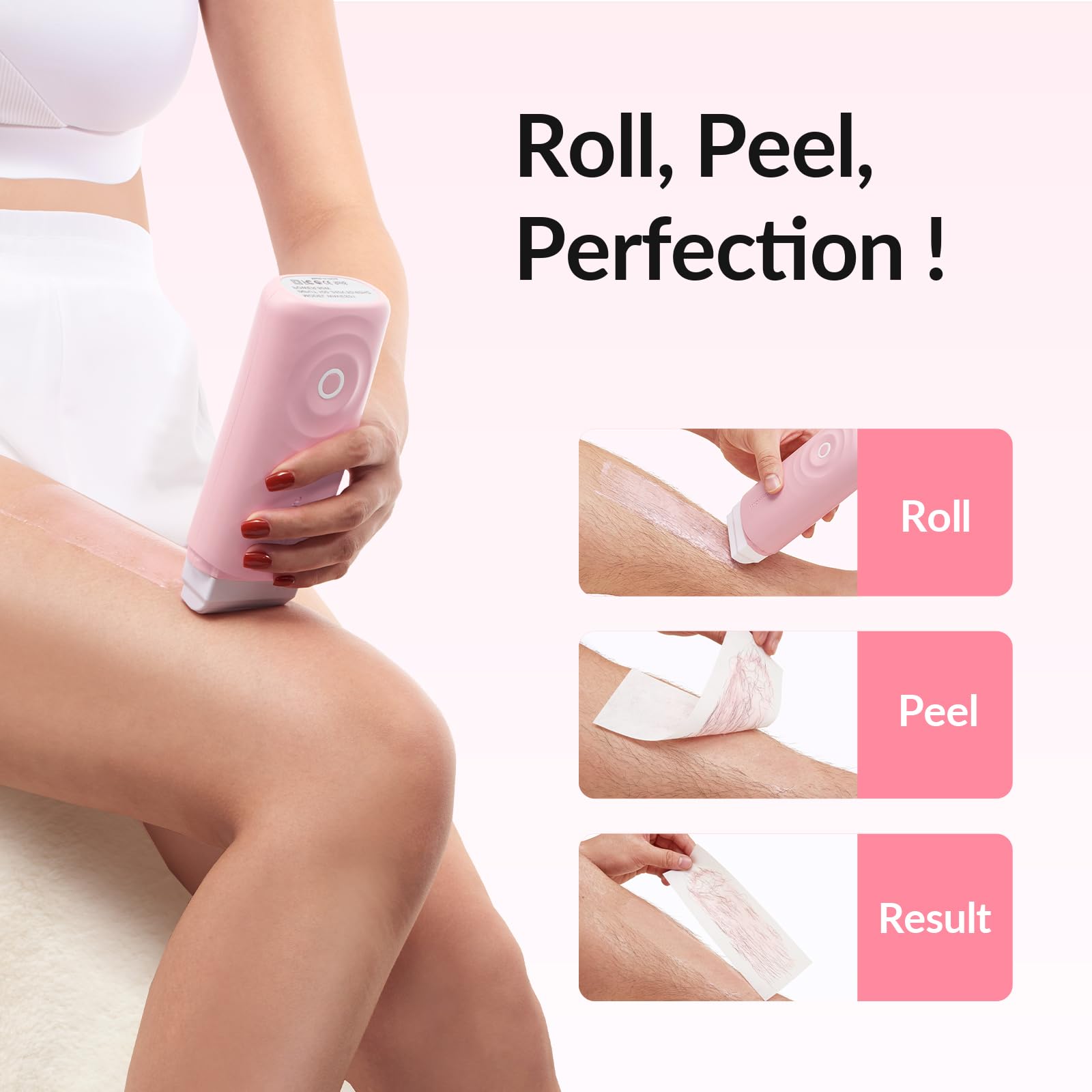 Waxfans Wax Roller Kit, Waxing Kit zur Haarentfernung, Cera Para Depilar zu Hause Waxing Kit für Körper und Beine Haarentfernung, mit 2 Wachs-Nachfüllungen (Honig) & 50 Wachsstreifen, Easy & Smooth