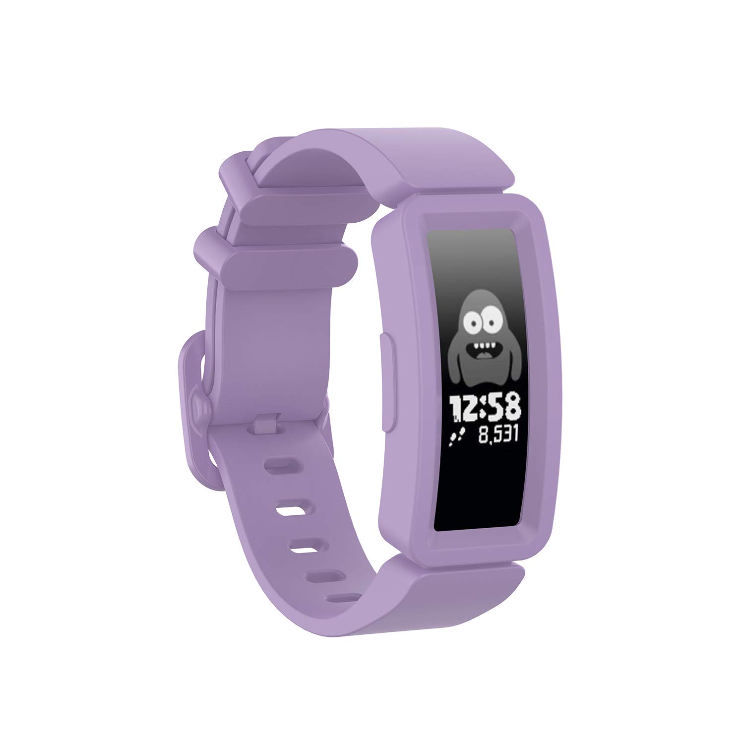 Panda Bobo Compatible with Fitbit Ace 2 for Kids, Soft Silicone Waterproof Bracelet Accessories Sports Watch Strap (Light Purple)