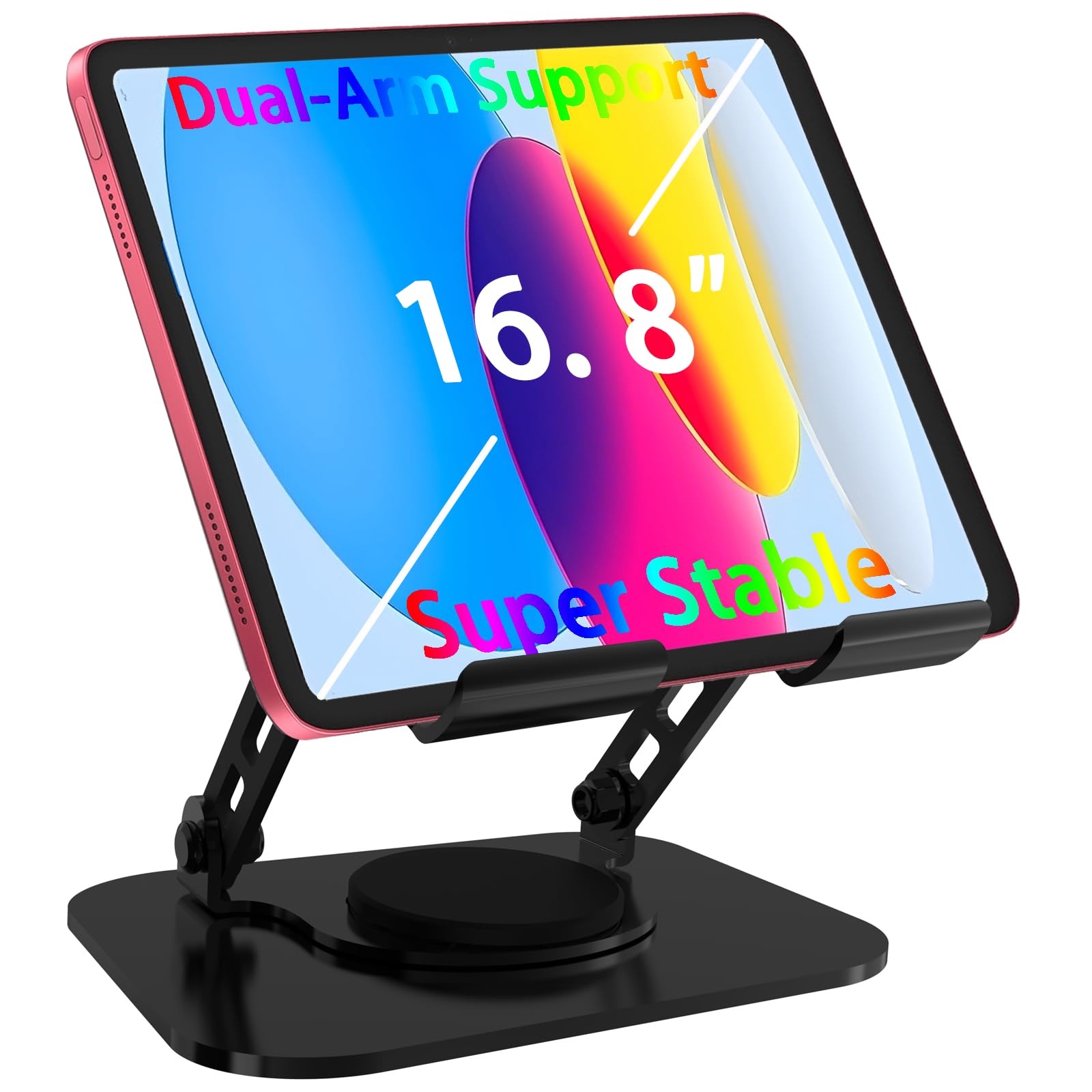 TAPMEI Tablet Stand 360 Rotation Dual-Arm Support iPad Holder Office Desk Accessories Foldable iPad Air Holder Travel Accessories