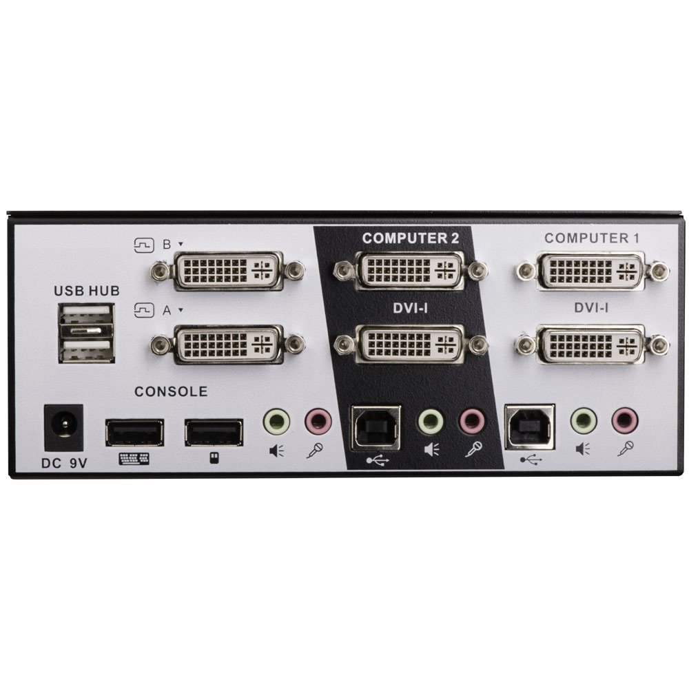 LINDY 2 P. DVI Dual Link & Head KVM Sw.Pro Audio USB 2 ohne Kabel, schwarz