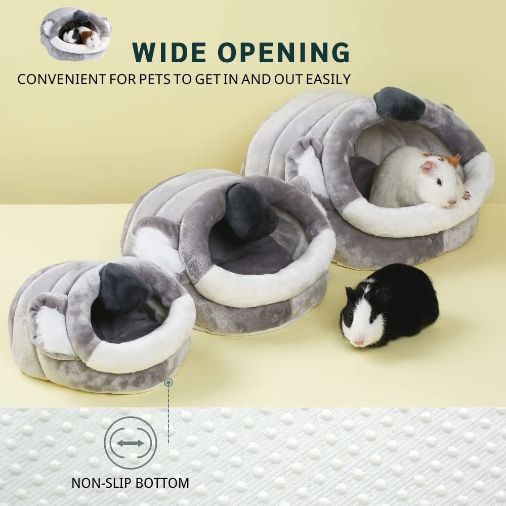 JanYoo Cama cálida de conejo para conejos, jaula al aire libre, escondite, cabaña, tienda de campaña, túnel de cueva, bonita casa, de algodón, lavable, color gris invierno (XL, koala) — view 6