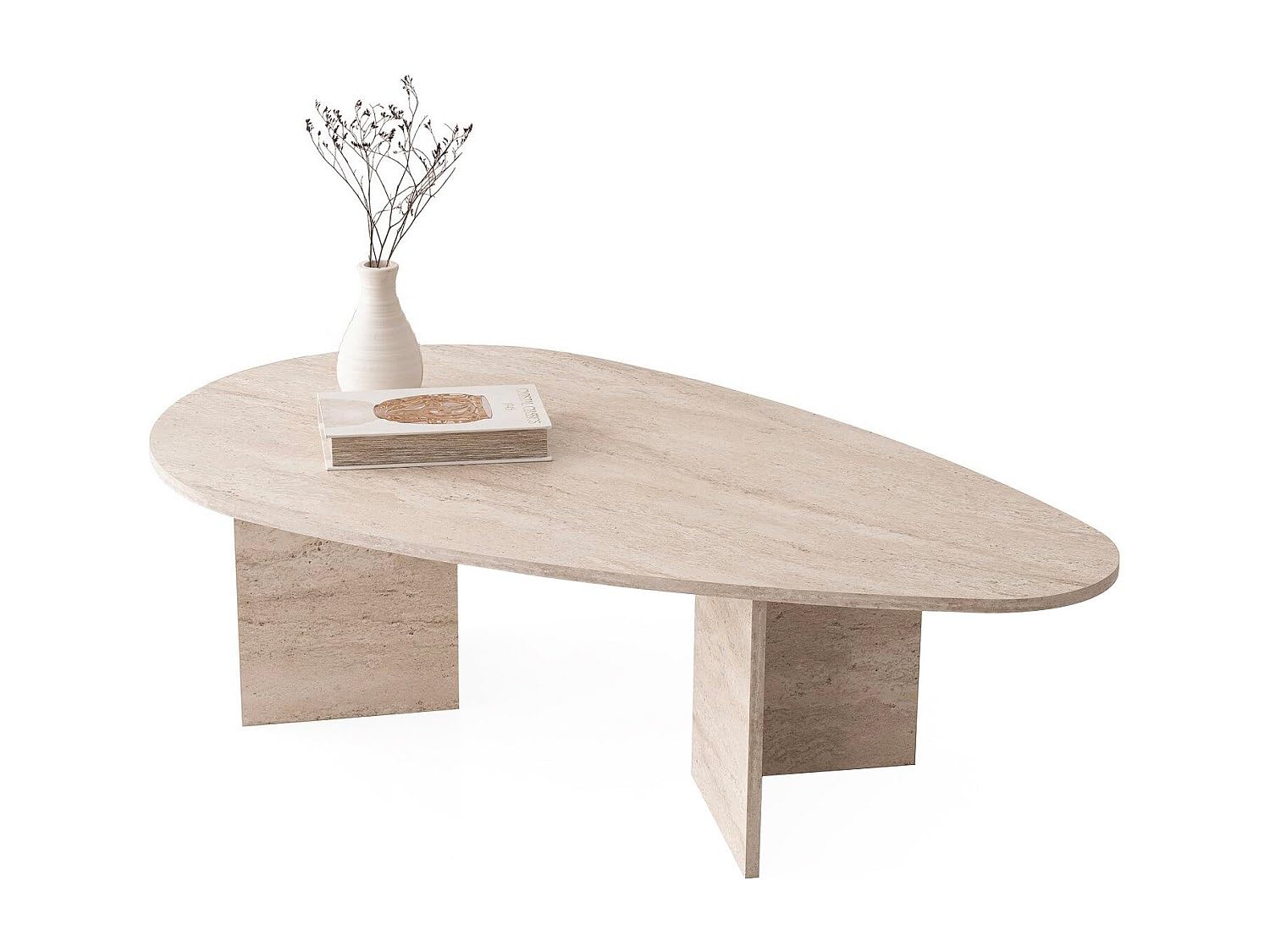 Vente-​unique - Tavolino Lomareti - L 139.5cm x P 79.5cm x H 42cm - truciolato - beige